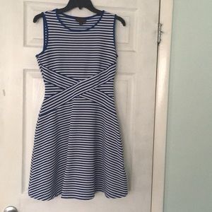 Blue and white striped dress